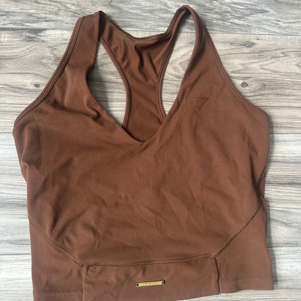 Gymshark x Whitney Simmons Brown Athletic Crop Tank Top and Shorts Set Size M - Picture 6 of 11